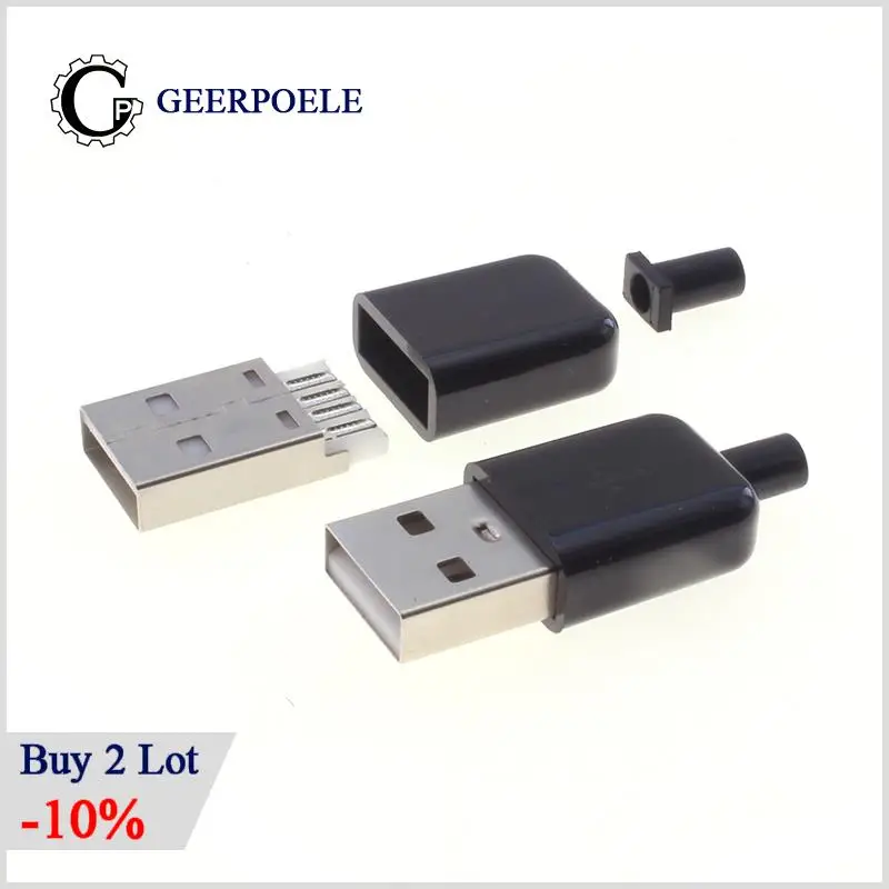 Conector de plástico para micro usb, conector tipo macho a 4 pinos