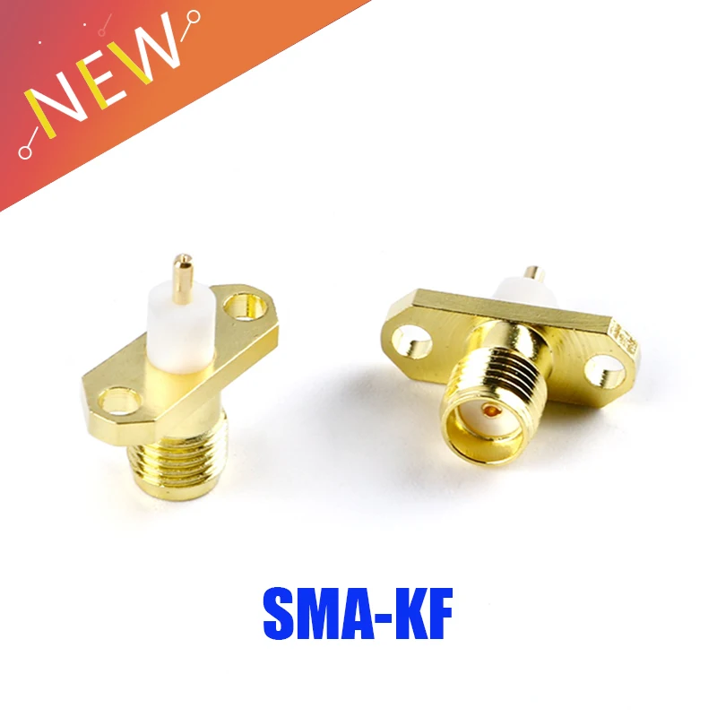 2PCS SMA-KF SMA Female Jack Panel Mount RF Coax Connector Flange Solder Gold plating of copper