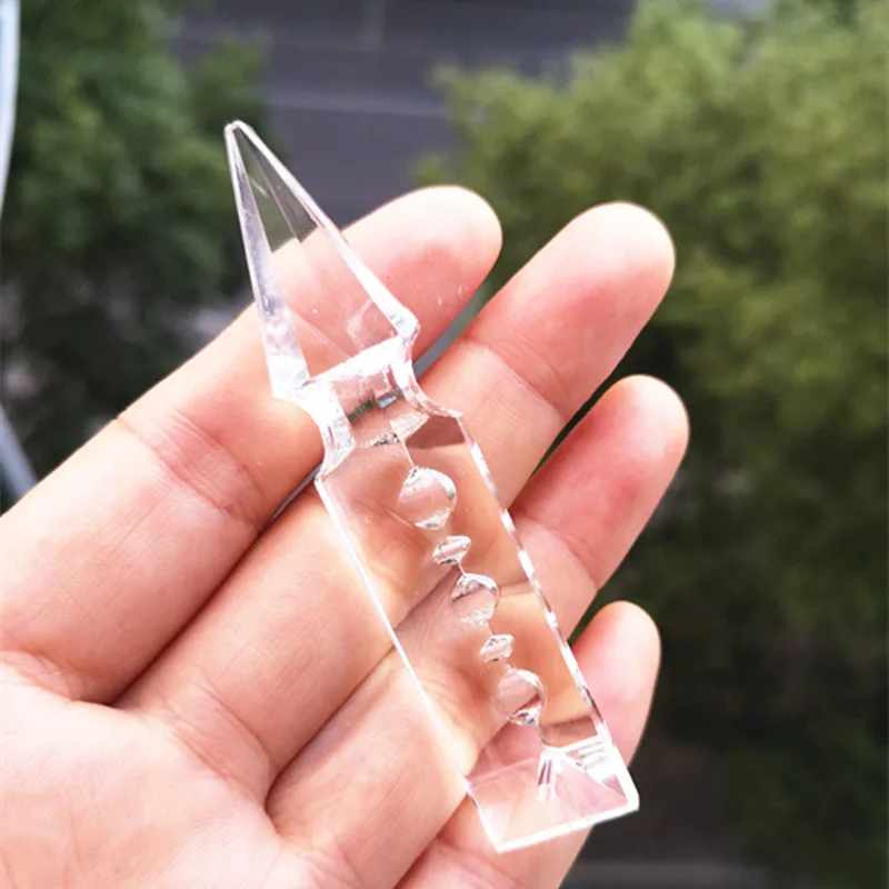 (Free Rings) 20pcs/lot 100mm K9 Crystal Clear Rocket Head With Engraving Chandelier Parts Glass DIY Suncatchers Curtain Pendants