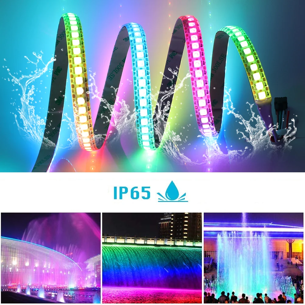 Imagem -02 - Faixa de Led Rgb Inteligente Pixel Ws2812b 5050 Ws2812 ic Ip30 Ip65 dc 5v 1m 3m 5m 30 60 144 Pixels Leds m