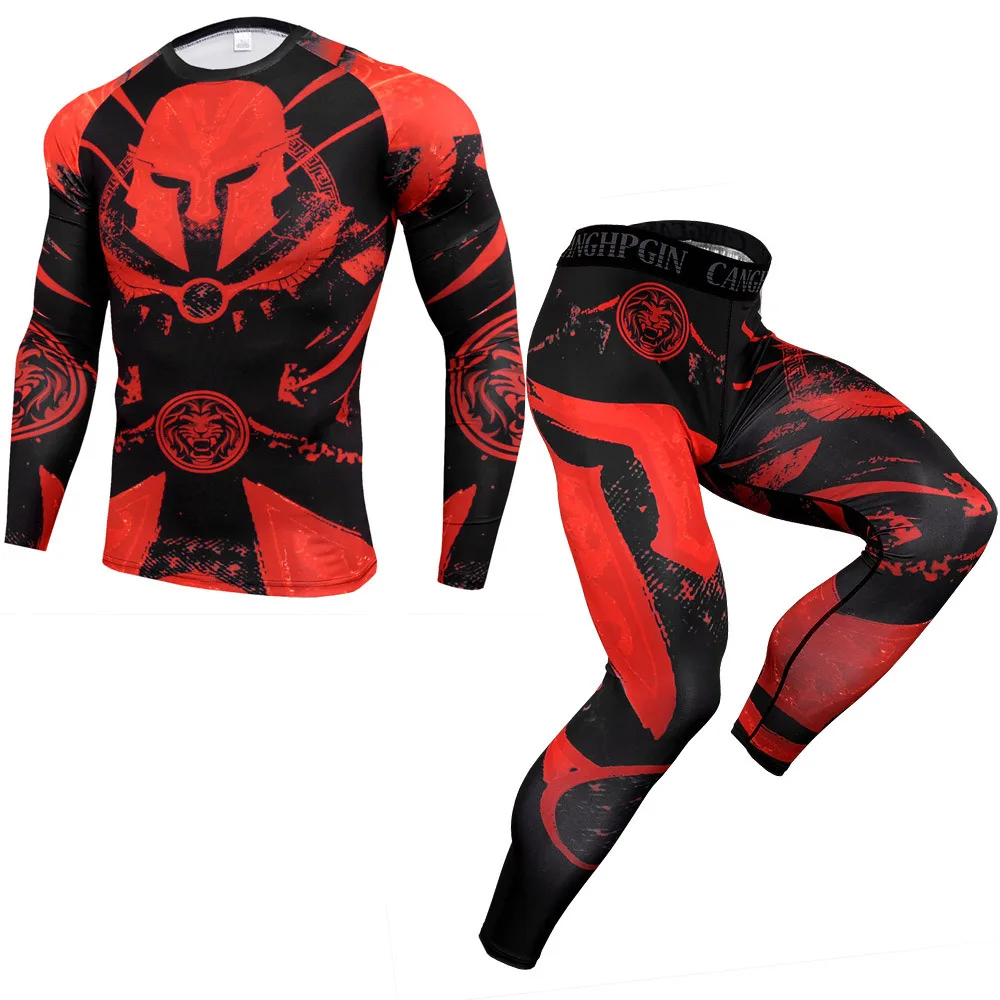 Men Sportswear Compression Shirt Leggings Sport Suit Quick Dry Fit Gym Clothing Training Fitness Workout Tracksuit Running Set