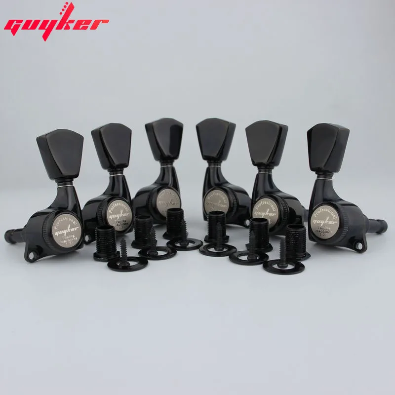 1 Set GUYKER Black tuners Gear ratio 1:21 Lock String Tuners for LP SG Electric Guitars Machine Heads Tuners Trapezium Button