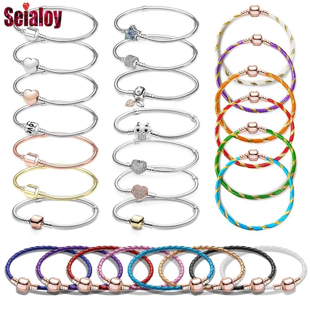 SEIALOY Cubic Zirconia Owl Snake Bone Bracelets Fit Original Beaded Bracelet DIY Boy Girls Charm Bangle 2020 NEW Child Jewelry