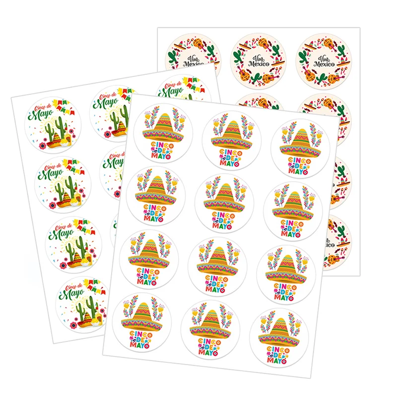 Festa de verão do taco do cacto mexicano etiquetas para o selo do saco da caixa etiquetas do selo decorações de aniversário fiesta viva méxico etiquetas cinco de mayo