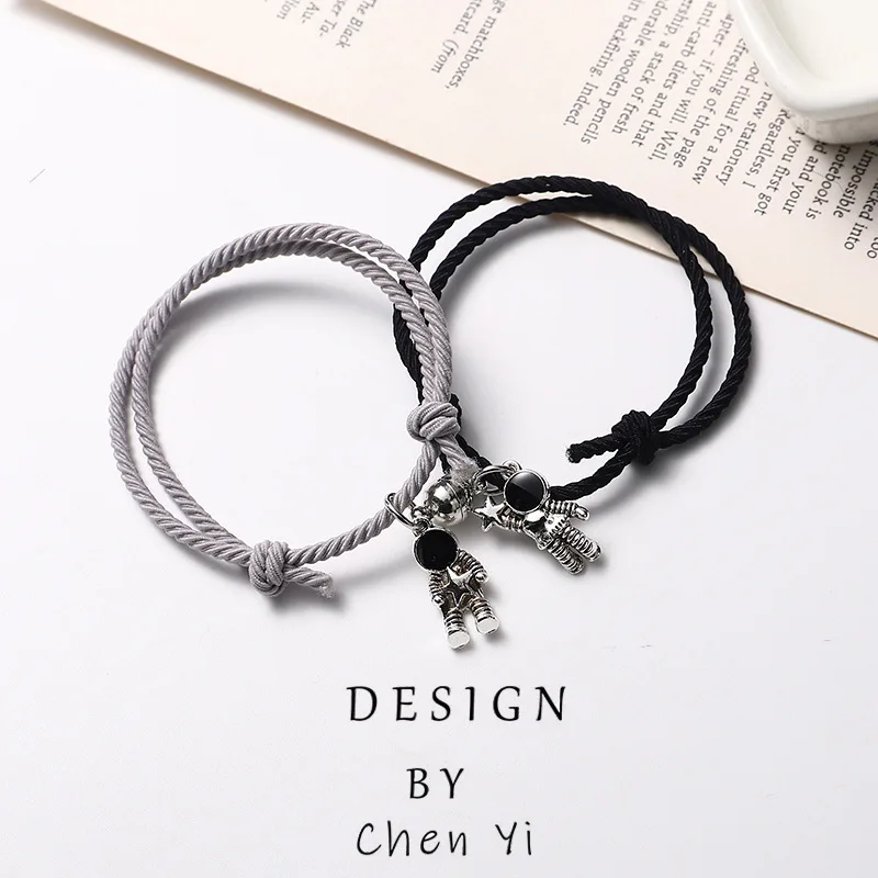 2Pcs/Set Couple Friendship Bracelets Charm Bangles Spaceman Bracelets For Women Men Hand Strap Rope Chain Jewelry Gifts