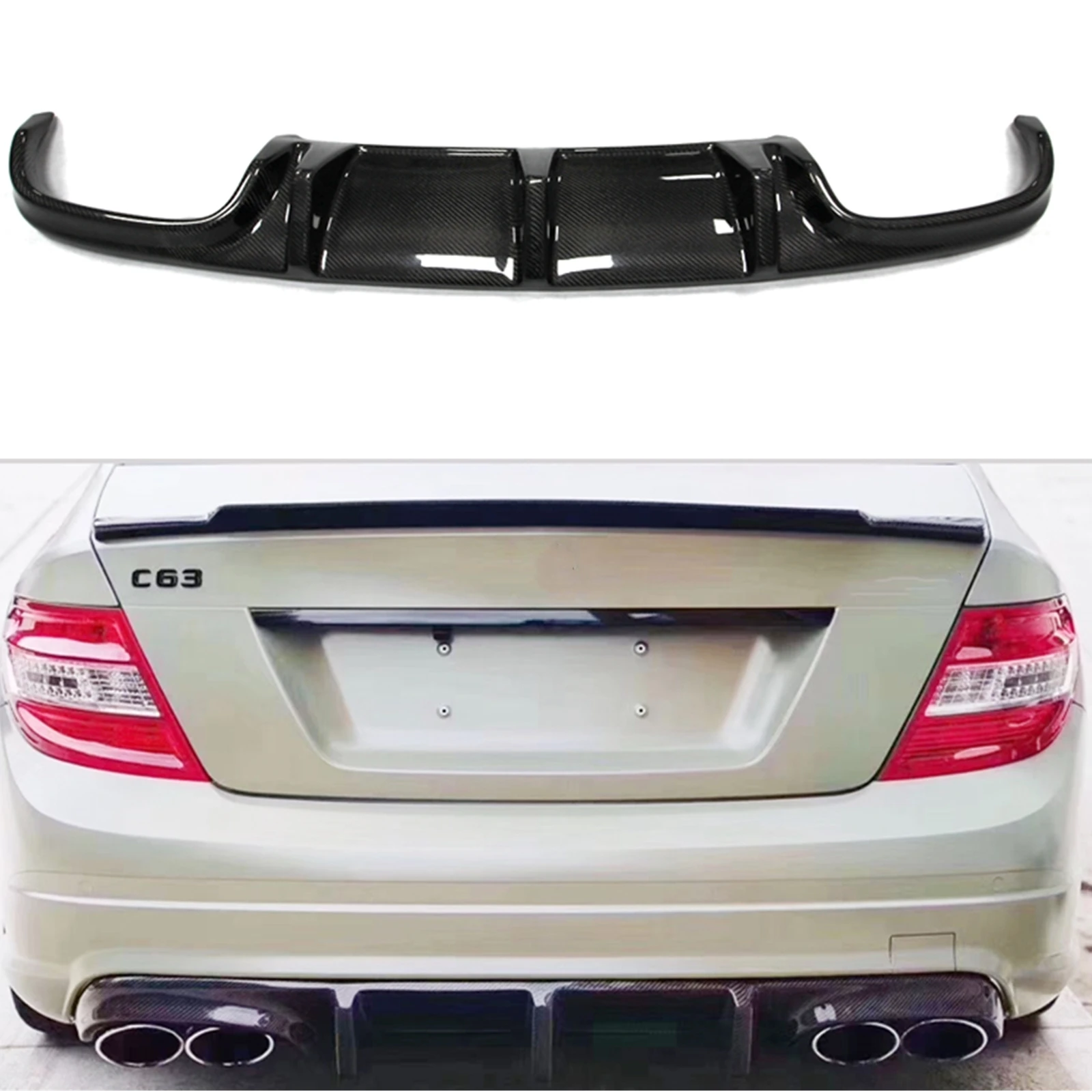 

Rear Bumper Diffuser Lip For Mercedes Benz W204 C Class C63 AMG 2008-2011 Real Carbon Fiber Boot Splitter Spoiler Guard Plate