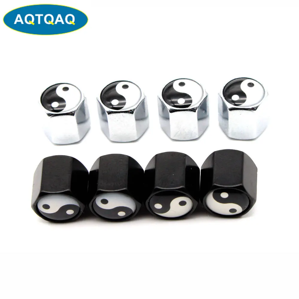 

4 Pcs/Set Zinc Alloy Tai-Chi Style Tire Valve Stem Cap Tire Wheel Stem Air Valve Caps for Auto Cars