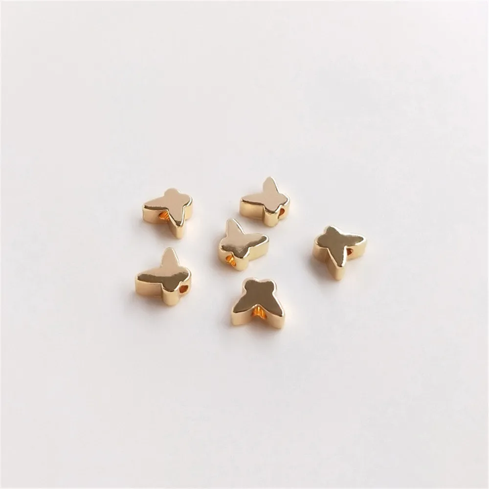 14K plated gold Butterfly bead, through hole, vertical hole, butterfly bead, diy handmade jewelry, loose bead