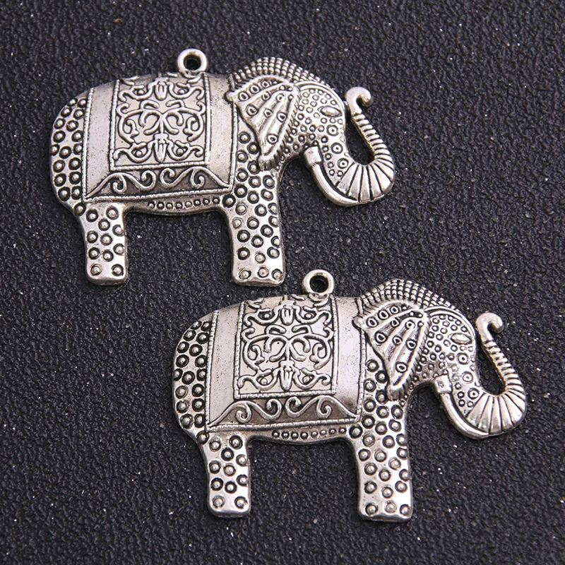 2pcs 37*48mm Alloy Antique   big Elephant Charms Vintage Pendant Jewelry Necklaces Base Settings Finding Accessories