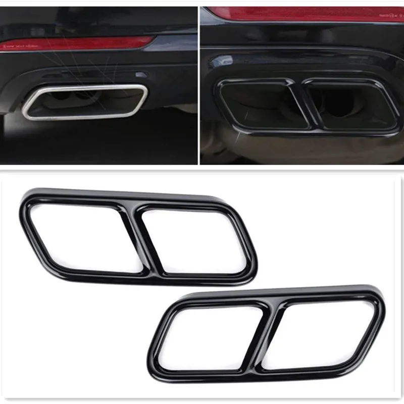 Car accessories Pair Glossy Black / Silver Rear Dual Exhaust Pipe Sticks Covers For Mercedes for Benz S class W221 W222 C217 A21