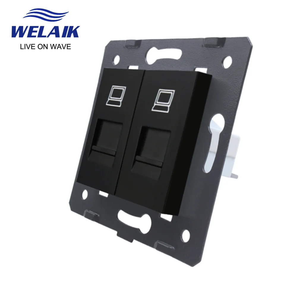 WELAIK EU Standard RJ45 CAT6 Internet 2 Computer DIY-Parts-Wall Socket  Without Glass-Panel  45*45mm  A82COW