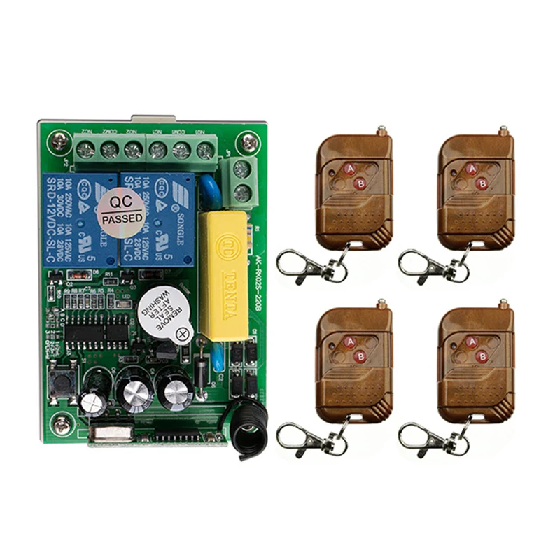 

433 Mhz Universal Wireless Remote Control Switch AC220V 2CH Relay Receiver Module and RF Transmitter Electronic Lock Control Diy