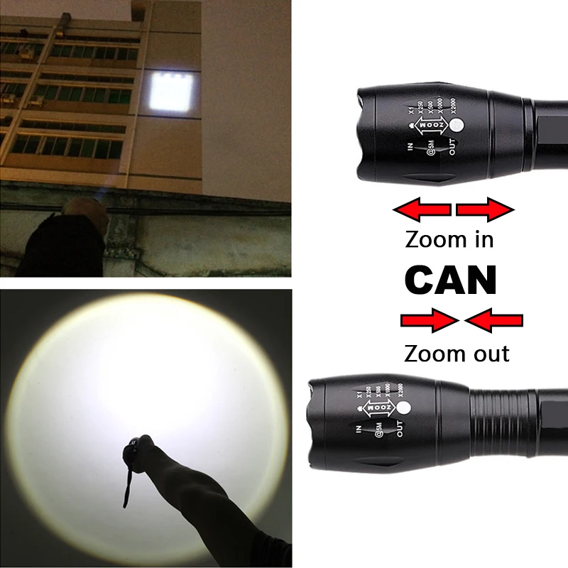 Led Oplaadbare Zaklamp Litwod Xml T6 5 Mode Zoom Linterna Torch 5000 Lm 18650 Batterij Outdoor Camping Krachtige Zaklamp