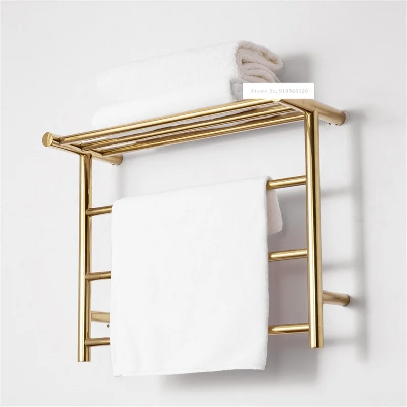 

304 Stainless Steel Towel Titanium Gold Warmer Bathroom Toilet Heated Towel Rail Wall Mounted Electric Heating Towel Drying Rack