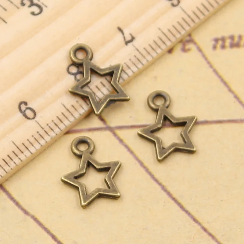 30pcs Charms Star Pentagram 13x10mm Tibetan Bronze Silver Color Pendants Antique Jewelry Making DIY Handmade Craft