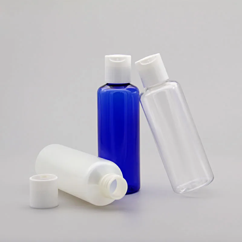 150ml 36pcs blue peal white transparent empty plastic shampoo PET bottle with white disc top cap, cream/essential oil bottles