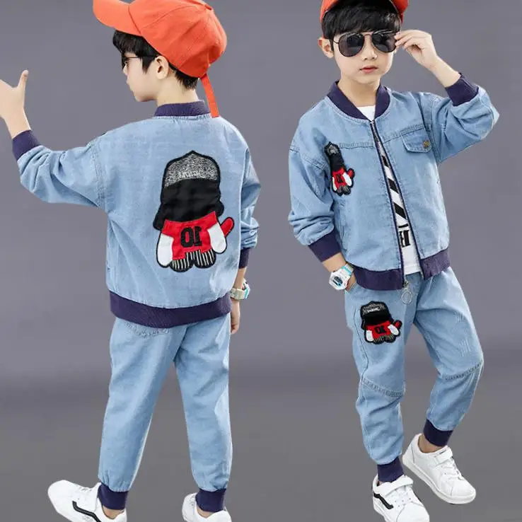 Children\'s clothing boy suit 2024 new children\'s foreign style spring and autumn handsome boy jacket + pants 2 piece set