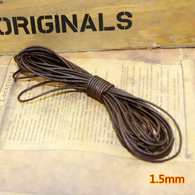 New 2M Natural Retro Camel Black Coffee Brown Real Genuine Leather Cord Round Rope String For DIY Necklace Bracelet Jewelry Cord