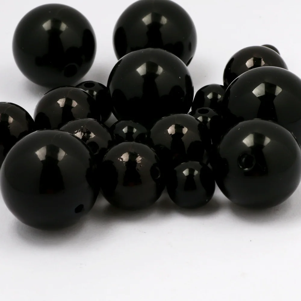 3-20mm ABS Acrylic Imitation Pearl Round Black Loose Spacer Beads For Jewelry Making Diy Charm Necklace Bracelet Accessories