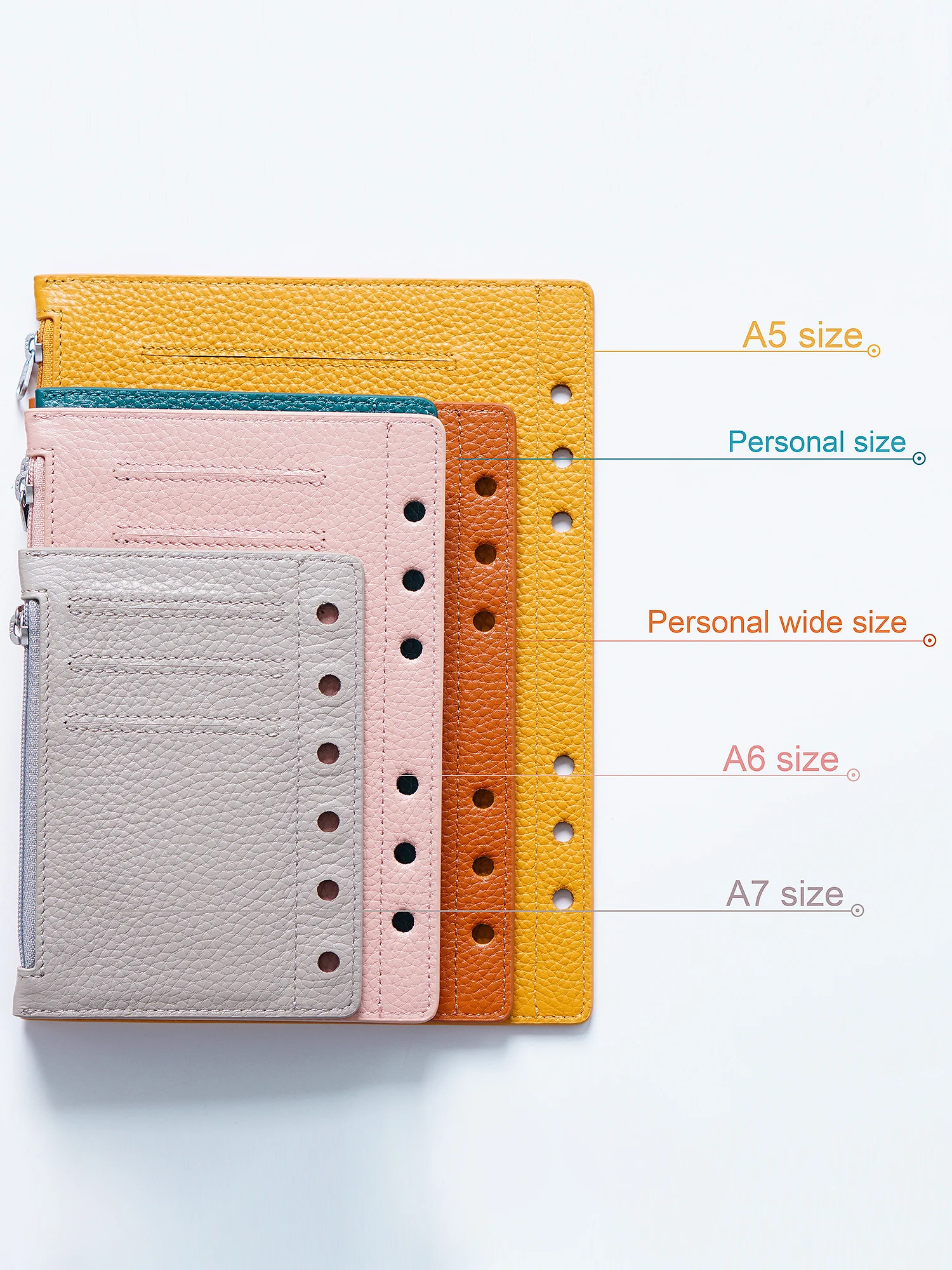 Moterm Zipper Flyleaf do planera w rozmiarze osobistym, z prawdziwej skóry licowej o fakturze zrnistej, przegródka, etui na monety, akcesorium do notatnika. — zdjęcie produktu 6