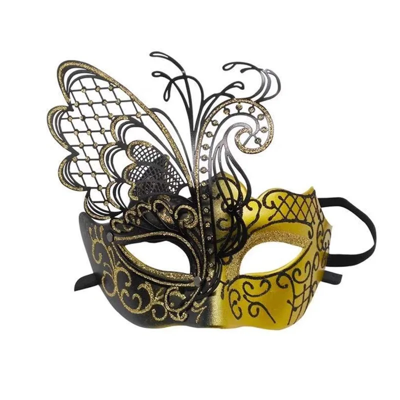 

Carnival Butterfly Colorful Glitter Princess Metal Diamond Mask, Masquerade Mask