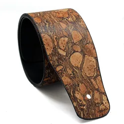 Wood-Grain Pu Leather Guitar Strap for Bass Electric Guitar Accessories Musical Instrument Vegan Leather Bass Strap Ukulele Belt