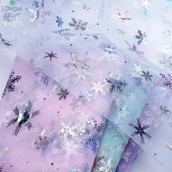 Colorful Gradients Tulle Fabric for DIY Handmade Craft Hair Ornament Doll Cloth Snowflake Printed Mesh Fabric Supplies