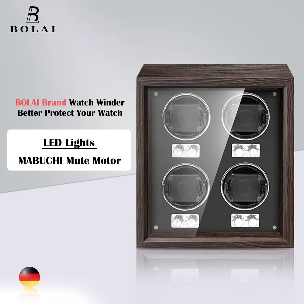 BOLAI Brand Luxury Wood Watch Winder High-End 2 4 6 Slot Automatic Watches Box with Mabuchi Moto Watch Cabinet Clock Storage Box