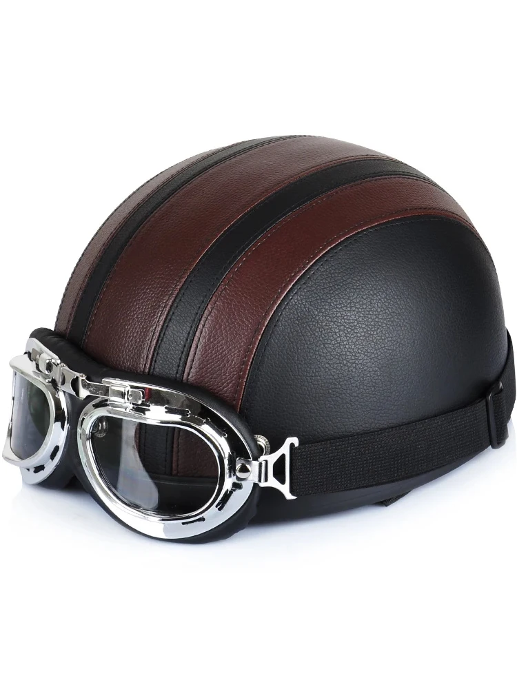 AliExpress NONE Retro Leather Motorbike Helmet Motorcycle Riding Vintage Cruiser Touring Half Helmets Moto Bicycle Scooter Skating Baseball Cap