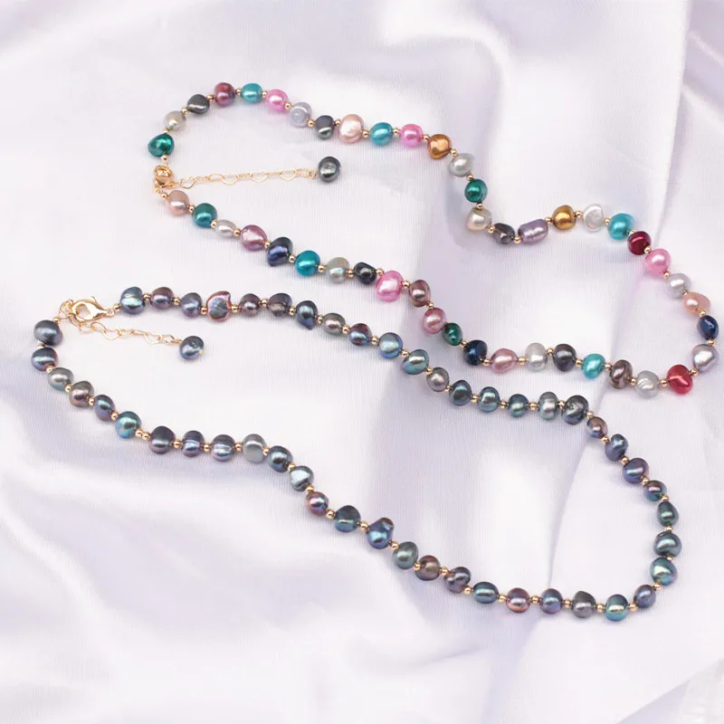 

hot selling beautiful natural baroque shape real pearl necklace with extension can customize length new design gift