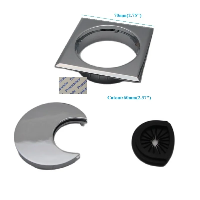 Zinc Square 60mm Desktop Cord Wire Hole Cover Grommet Bronze Chrome Satin Nickel