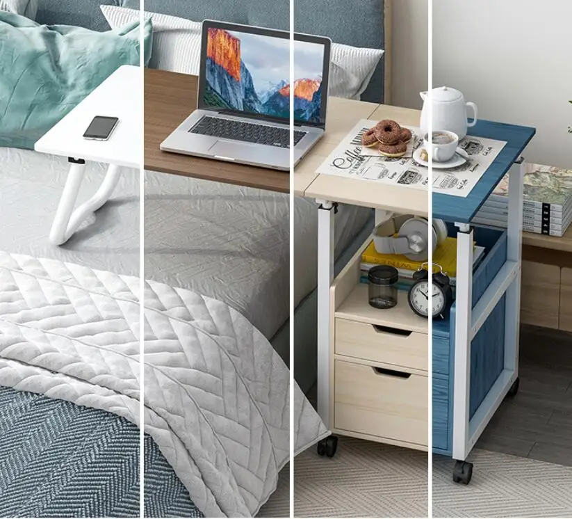 Movable lifting bedside table household computer table student study bed desk bedroom lazy simple small table