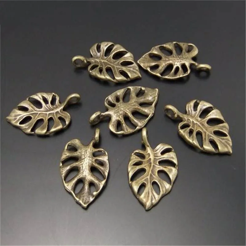 20pcs Alloy Hollow Leaf Charms Antique Bronze Cute leaves Necklace Bracelet Pendant Earrings Jewelry Making Accessory 15*12mm