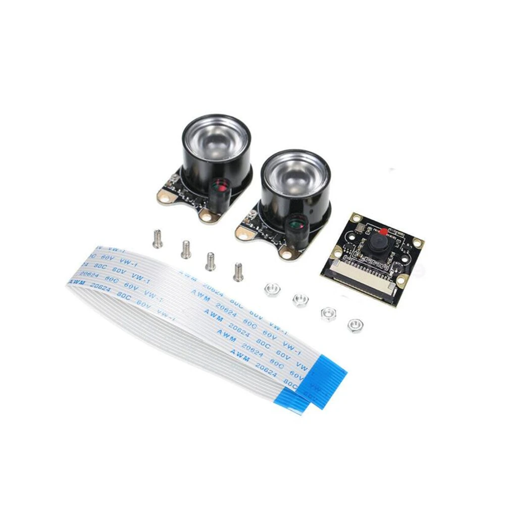 New 1080p 5MP IR Night Vision Camera 70° 160° Fish Eye Lens Auto IR-CUT Camera w/ 2pcs LED light for Raspberry Pi 4 3B+ Zero W