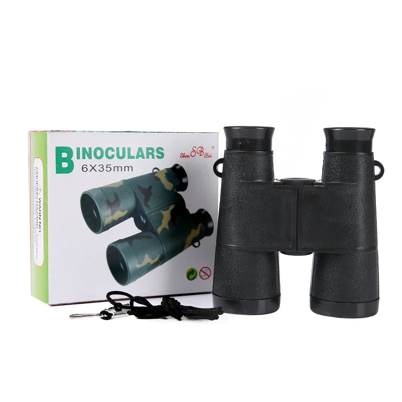 Small children's camouflage black binocular toy telescope foldable plastic portable ordinary telescope 6*35