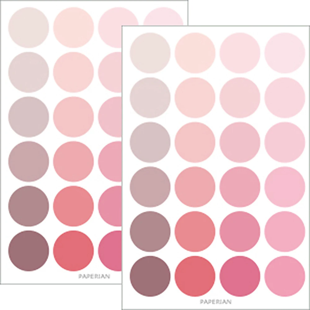 4 Sheets Solid Color Dots Label Stickers Decorative Stickers DIY Scrapbooking Student Stationery