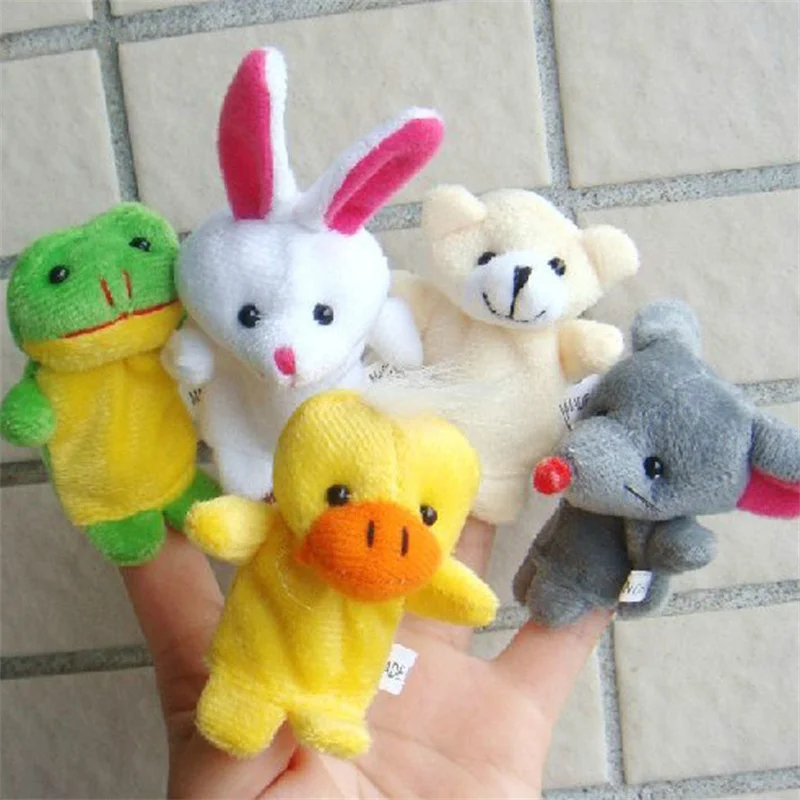 5/10 stücke Tier Finger Puppet Mini Plüsch Spielzeug Cartoon Biologische Baby Pretend Erzählen Geschichte Gefüllte Puppe Plushies Kinder geschenk Zufalls