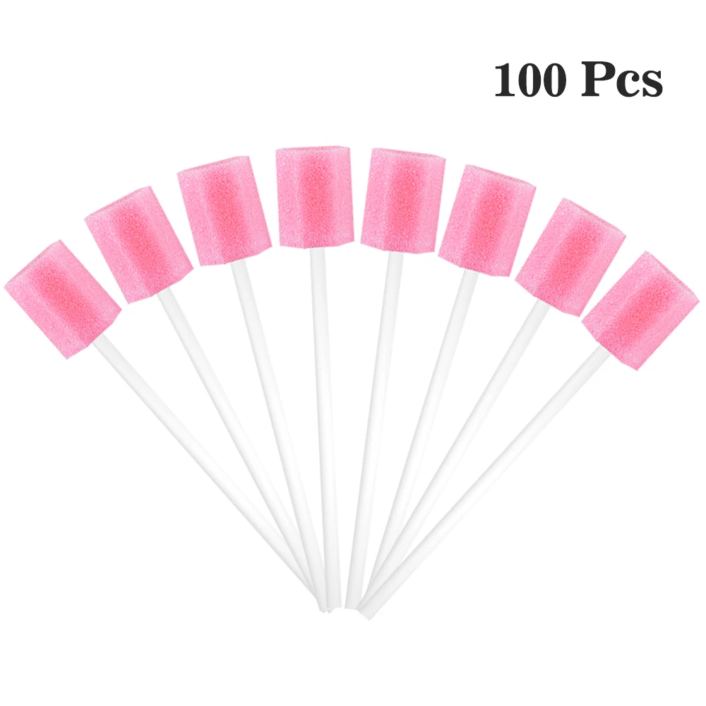 100 pcs Disposable Oral Swabsticks Unflavored Oral Care Sponge Swabs Foam Sputum Sponge Stick for Oral Medical Use