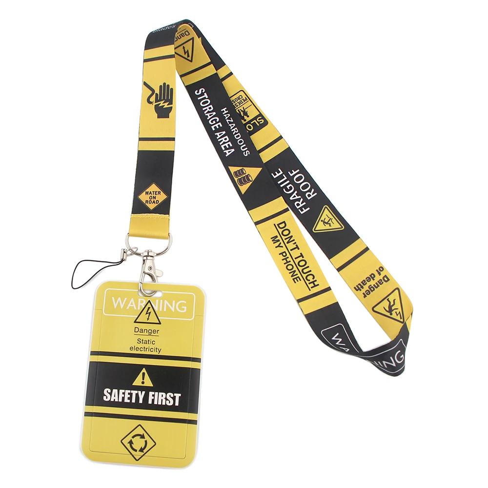 

ER625 Safety First Yellow Warning Fashion Lanyard ID Badge Holder Bus Card Holder Staff Card Bank Credit Card Holder Accessories