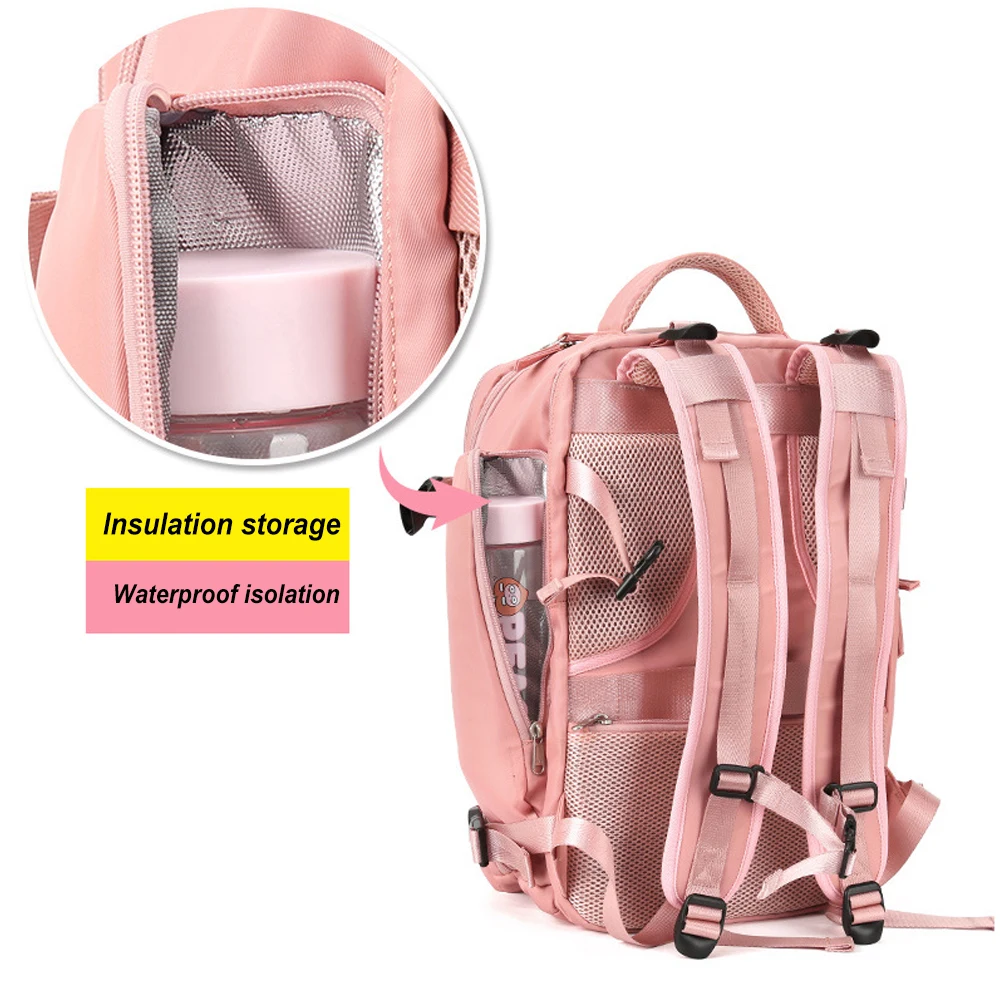 17 Inch USB Gym Bag Dry Wet Backpack Female Girl Backpacks Women Shoulder Bag Student Schoolbag Laptop School Travel Bag X137A