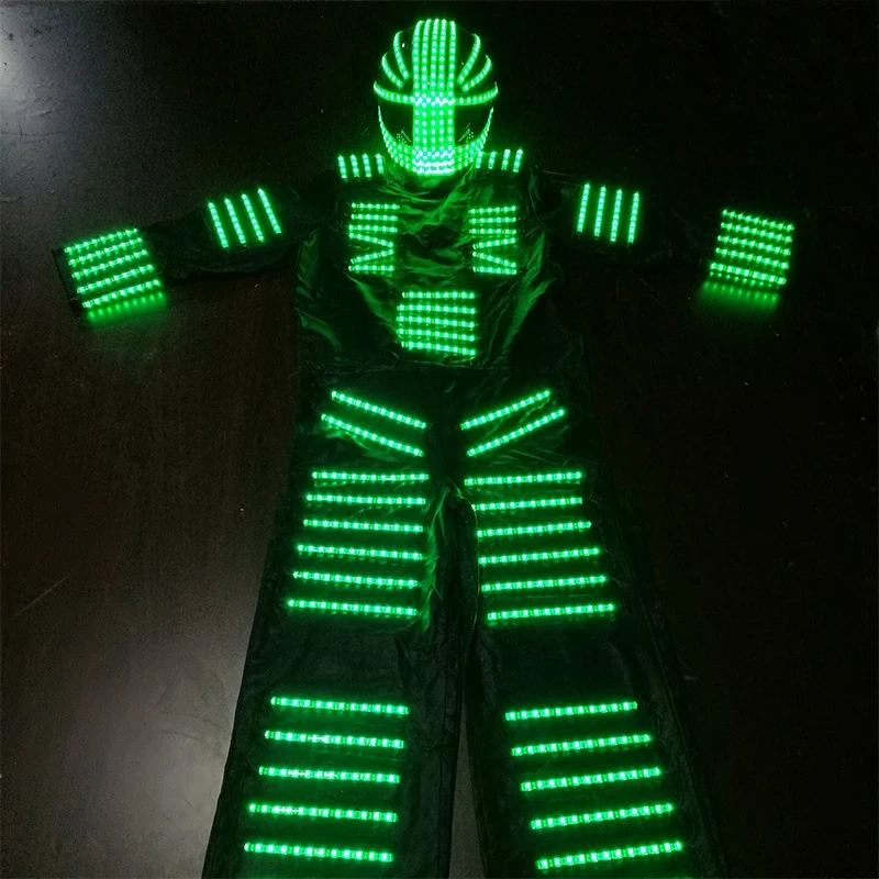 LED luminous Dance Costume Dance Robot costume Stilt stage dress remote control color changing electric Dance clothes