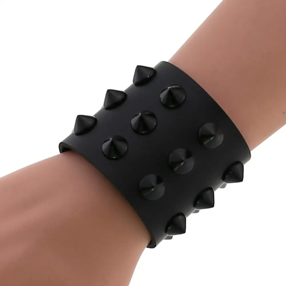 Punk Style Leather Spiked Bracelet Cuffs Wrap Bracelets Wristband for Men Women Gothic Emo  Armbands Goth Jewelry