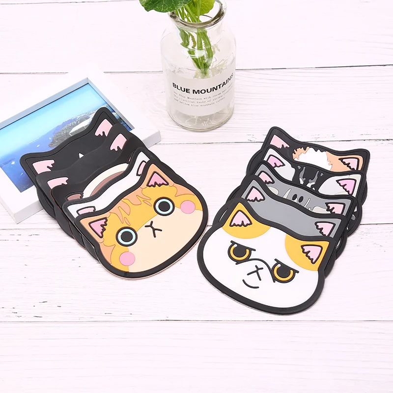 1PC Cartoon Cat Kitchen Tableware Mats Silicone Waterproof Table Placemat Heat Insulation Non-Slip Bowl Pads Coffee Coasters