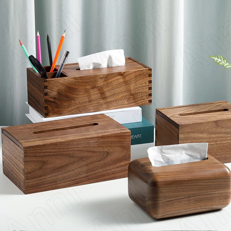 

Creativity Walnut Wood Tissue Boxes Japanese Simplicity Solid Wooden Napkin Holder Magnetic Paper Towel Box Living Room Decor