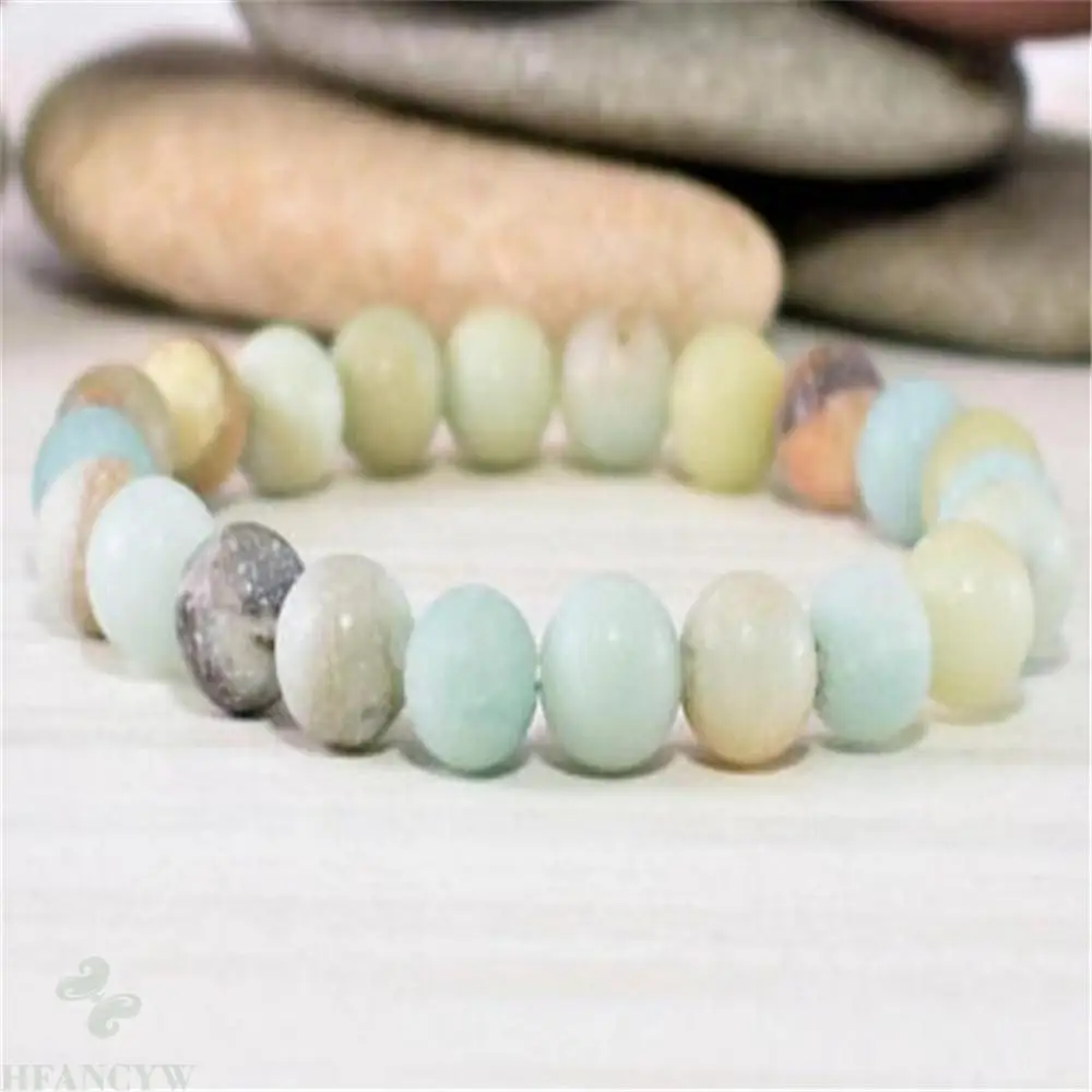 8mm Natural Frosted Amazonite Bracelet 7.5 Inches Chakas Yoga Meditation