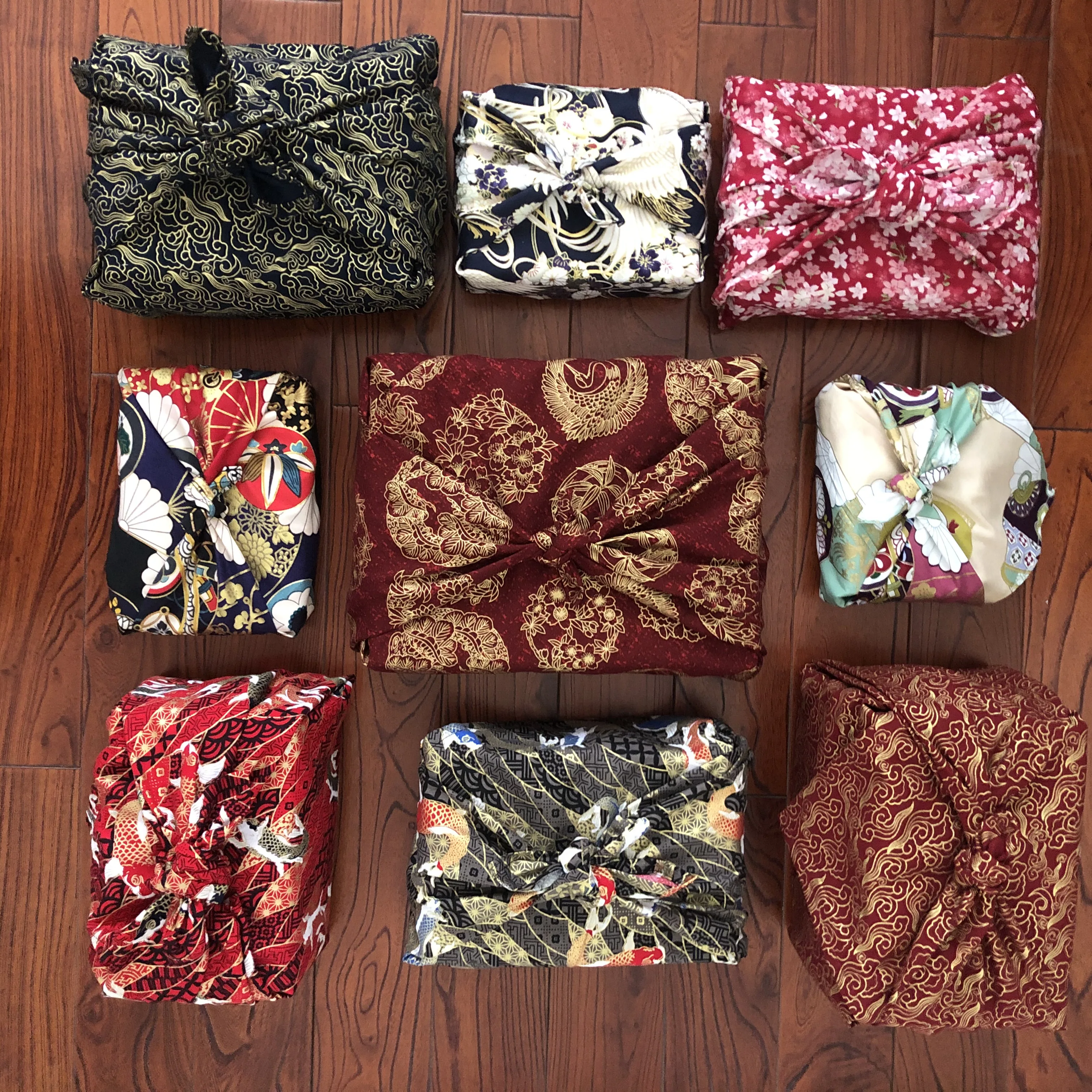 45CM 70CM 90CM leave geisha fan  Japanese style wrapping cloth furoshiki  handkerchiefs Flower traditional fabric