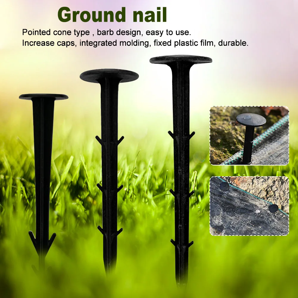 50pcs Outdoor Film Fixed Ground Nail Pegs Ground Nail Film Fixed Garden Pegs Pp Outdoor Mulch Shading Black Reusable Wholesale