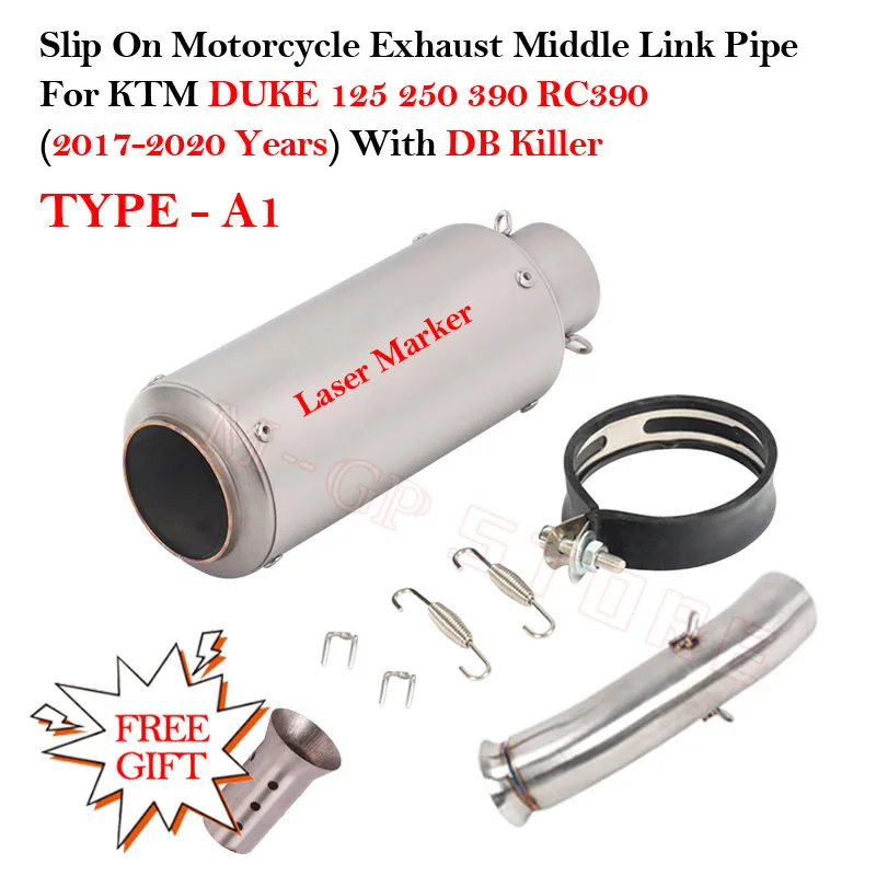 Slip on Motorcycle Modified Muffler Escape Moto DB Killer For KTM DUKE 125 250 390 RC390 Exhaust 2017-2020 Year Middle Link Pipe