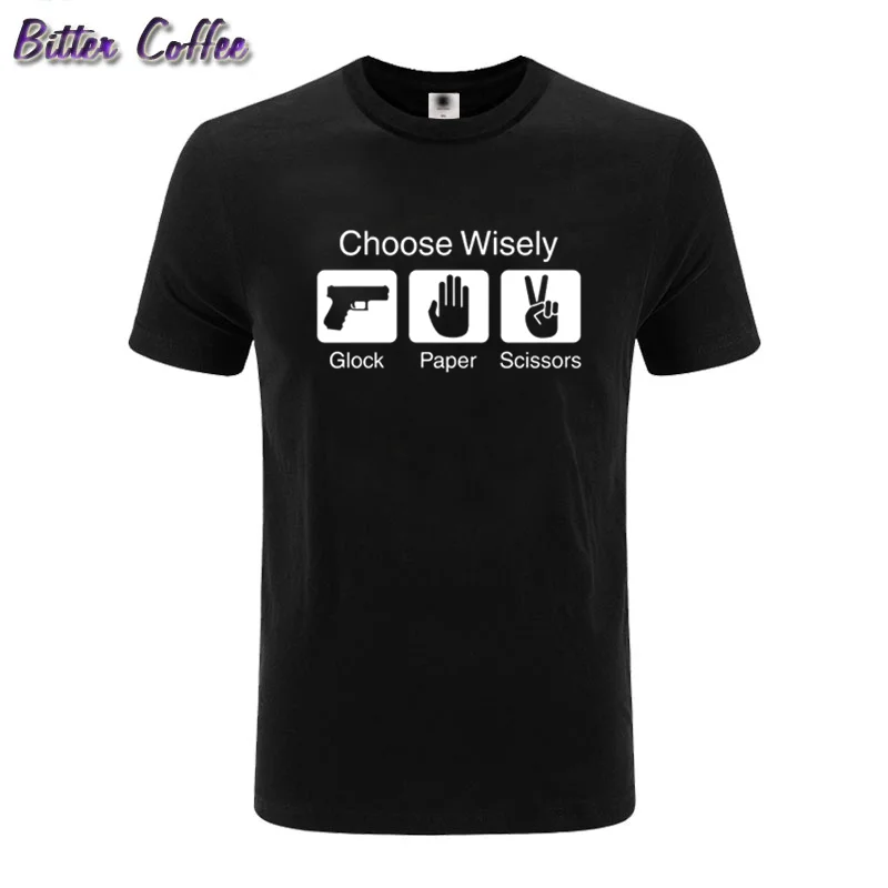 Choose Wisely Glock Scissors Funny Shirt Mens Shirt Tee T Shirt Summer new European and American style cotton men Tees