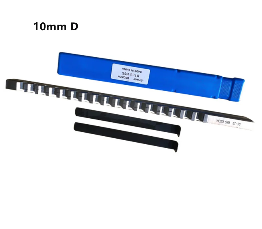 10mm D Push-Type Keyway Broach Metric Size HSS High Speed Steel & 2 Shim for CNC Router Metalworking Tool Metal Cutter